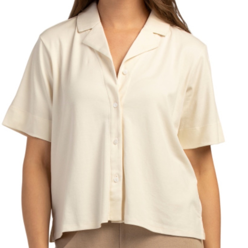 NWT EILEEN FISHER Organic Cotton Notch Collar Shirt Size US XL